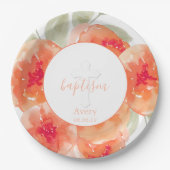 宗教エレガントな水彩画のモモのシャクヤクの洗礼 ペーパープレート (正面)