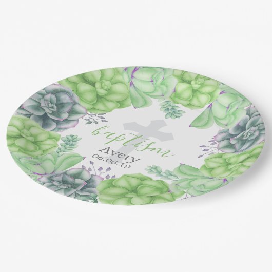 宗教エレガントな水彩画の水気が多い洗礼 ペーパープレート (アングル)