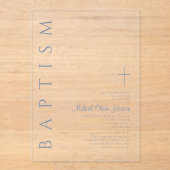 宗教エレガントクロスダスティブルーボーイバプテスマ アクリル招待状 (正面)