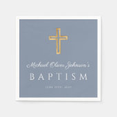宗教エレガントクロスダスティブルーボーイバプテスマ スタンダードカクテルナプキン (正面)