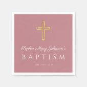 宗教エレガントクロスピンクガールバプテスマ スタンダードカクテルナプキン (正面)
