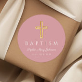 宗教エレガントクロスピンクガールバプテスマ ラウンドシール