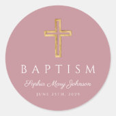 宗教エレガントクロスピンクガールバプテスマ ラウンドシール (正面)