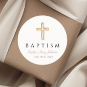宗教エレガントクロスピンク文字ガールバプテスマ ラウンドシール