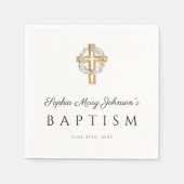 宗教エレガントクロスフローラリースバプテスマ スタンダードカクテルナプキン (正面)