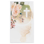 宗教エレガントバラピンク十字個人 スモールペーパーバッグ (裏面)