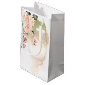 宗教エレガントバラピンク十字個人 スモールペーパーバッグ (裏面アングル)