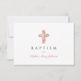 宗教エレガントフローラピンククロスガールバプテスマ 出欠カード