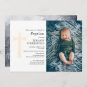 宗教エレガントベビー写真バプテスマ招待状 招待状 (正面/裏面)