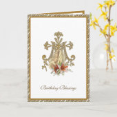 宗教エレガントヴァージンメリーイエス金ゴールド カード (黄色い花)