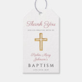 宗教エレガント十字女性ピンク洗礼 ギフトタグ (正面)