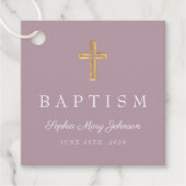 宗教エレガント十字紫色のスクリプトバプテスマ フェイバータグ (正面)