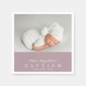 宗教エレガント十字紫色の写真バプテスマ スタンダードカクテルナプキン (正面)