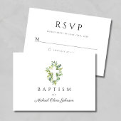 宗教エレガント十字緑植物洗礼 出欠カード