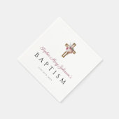 宗教エレガント十字赤フローラ洗礼 スタンダードカクテルナプキン (角)