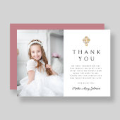 宗教エレガント少女の写真第一聖餐式 サンキューカード