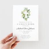 宗教エレガント植物十字《キリスト教》洗礼式や命名式 招待状