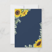 宗教エレガント海軍ブルーサンフラワー結婚ズ 出欠カード (裏面)