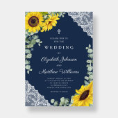 宗教エレガント海軍ブルーサンフラワー結婚ズ 招待状