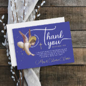 宗教エレガント的な青の白いエンジェル賛美の脚本 サンキューカード