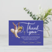 宗教エレガント的な青の白いエンジェル賛美の脚本 サンキューカード (スタンド正面)