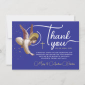 宗教エレガント的な青の白いエンジェル賛美の脚本 サンキューカード (正面)