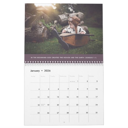 宗教カスタムクリスチャンのPsalms家族写真 カレンダー (1月 2026)