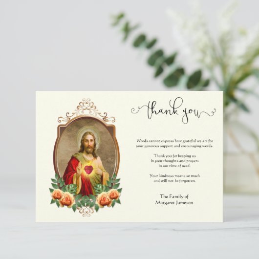 宗教カトリックのイエスの哀悼サンキューカード サンキューカード (スタンド正面)