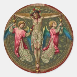 宗教カトリックのイエス十字架天使 ラウンドシール