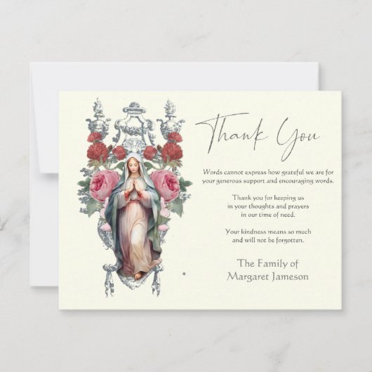 宗教カトリックのマリア葬儀追悼法会 サンキューカード (正面)