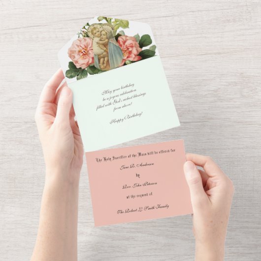 宗教カトリックのミサ提供ヴァージンメリーイエス オールインワン招待状 (貼ってはがせる)