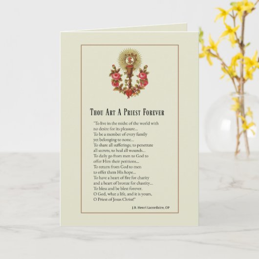 宗教カトリックの司祭の聖職授与式記念日 カード (黄色い花)