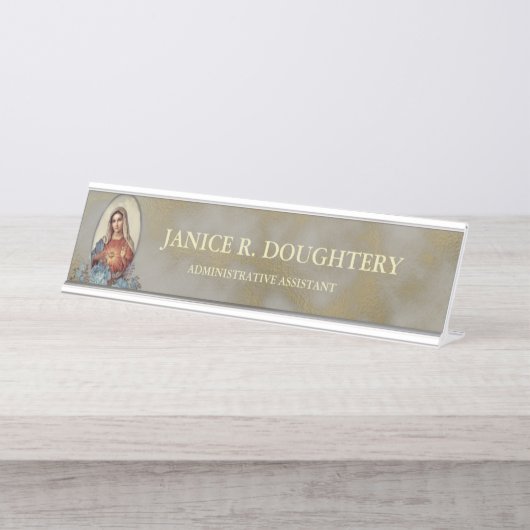 宗教カトリックの無垢なハートヴァージンマリア デスクネームプレート (正面)