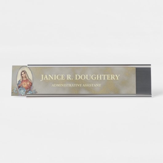 宗教カトリックの無垢なハートヴァージンマリア デスクネームプレート (正面)