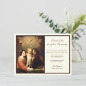 宗教カトリックの聖なる家族の哀悼 サンキューカード (スタンド正面)