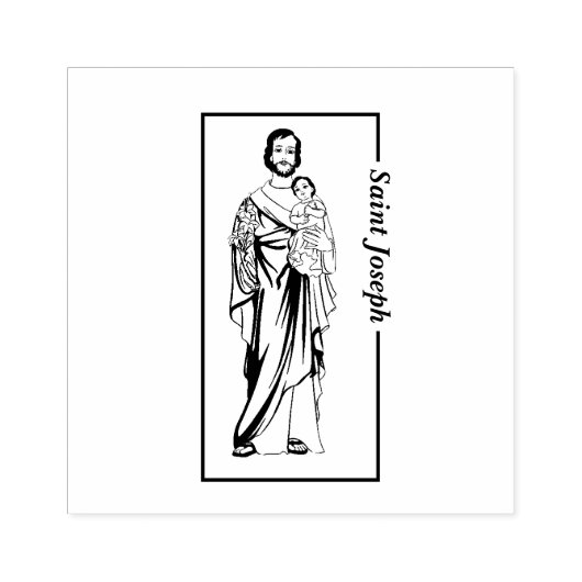 宗教カトリックの聖ヨセフと子イエス ラバースタンプ (インプリント)