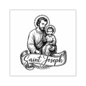 宗教カトリックの聖ヨセフと子イエス ラバースタンプ (インプリント)