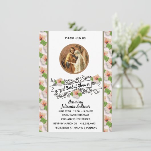 宗教カトリックブライダルシャワーメリージョセフ招待団 招待状 (スタンド正面)