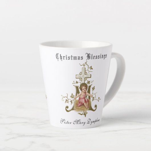 宗教カトリックベビーイエスクリスマス カフェラテマグ (右アングル)