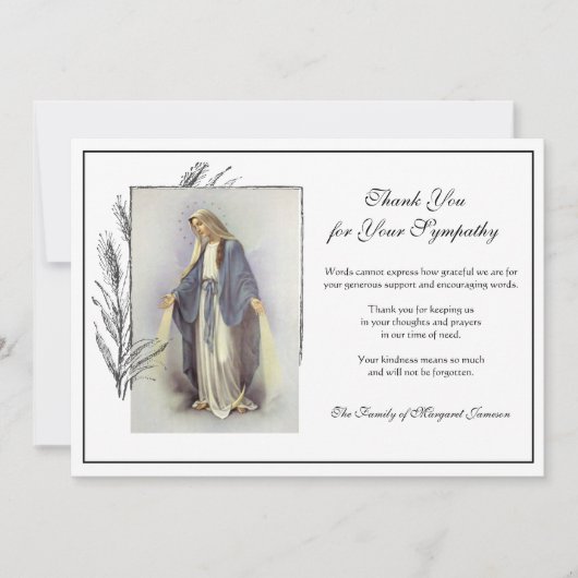 宗教カトリックヴァージンマリア・コンドレンス サンキューカード (正面)