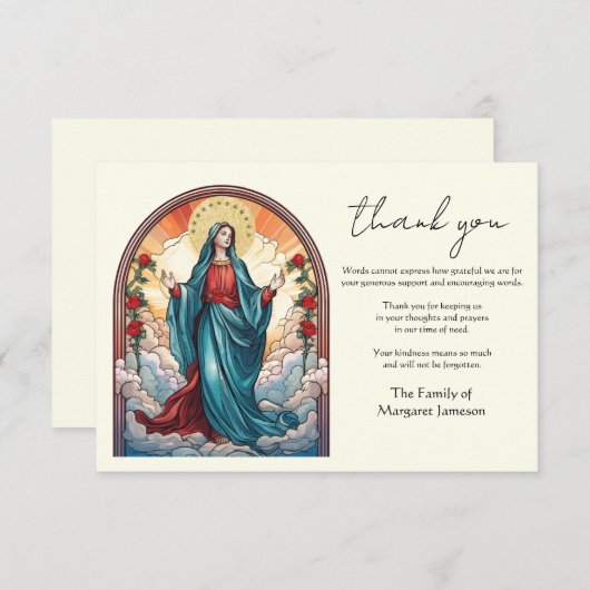 宗教カトリックヴァージンメアリー弔意 サンキューカード (正面/裏面)