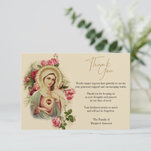宗教カトリックヴァージンメアリー弔意 サンキューカード (スタンド正面)
