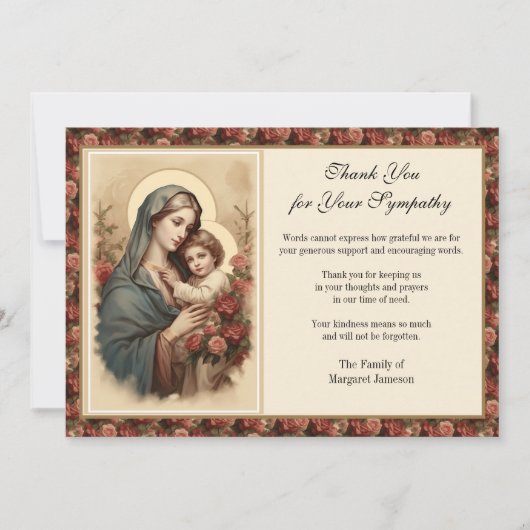 宗教カトリック弔問イエスの感謝してい葬儀 サンキューカード (正面)