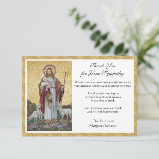 宗教カトリック弔問イエスの感謝してい葬儀 サンキューカード (スタンド正面)