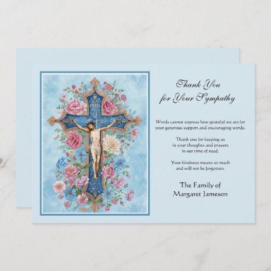 宗教カトリック弔問イエスの葬儀 サンキューカード (正面/裏面)