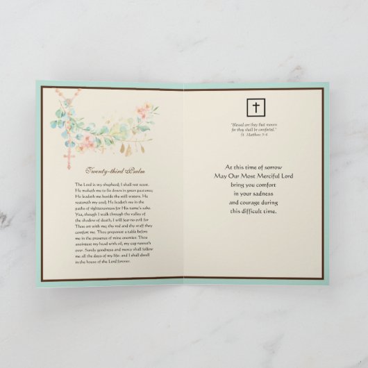 宗教カトリック悔やみや弔慰弔問の十字架 カード (内部)