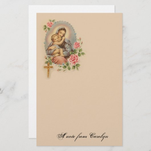 宗教カトリック教徒によって賛美される聖母マリアイエス・キリスト 便箋 (正面/裏面)