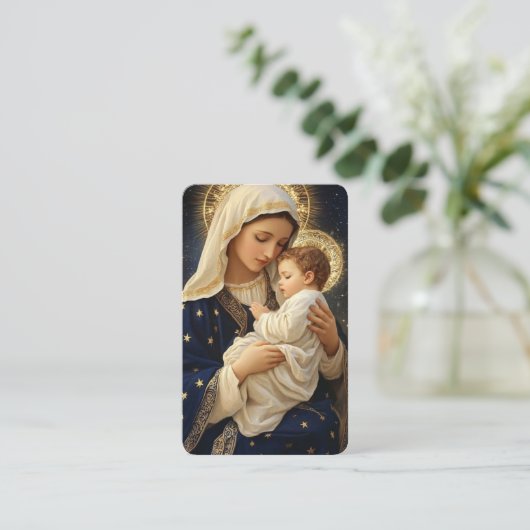 宗教カトリック祈りの言葉ヴァージンMaryBusiness Card 名刺 (スタンド正面)