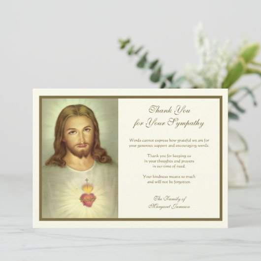 宗教カトリック聖なるハートイエスの哀悼 サンキューカード (スタンド正面)