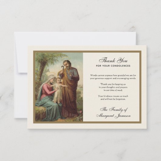 宗教カトリック聖なる家族イエスの哀悼 サンキューカード (正面)